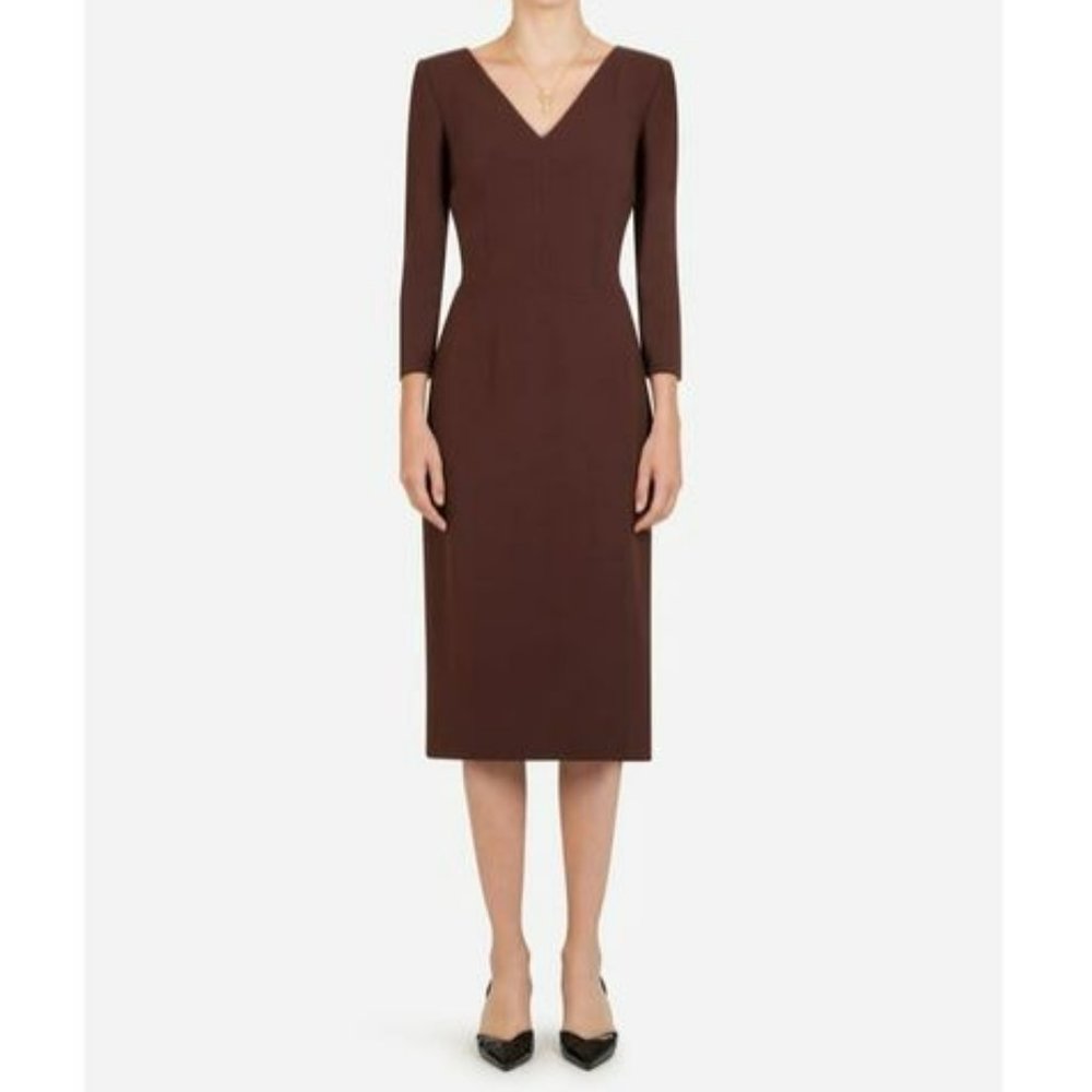 NWT Dolce & Gabbana Cady midi sheath dress - brown (Size: 6 US // 40 IT)